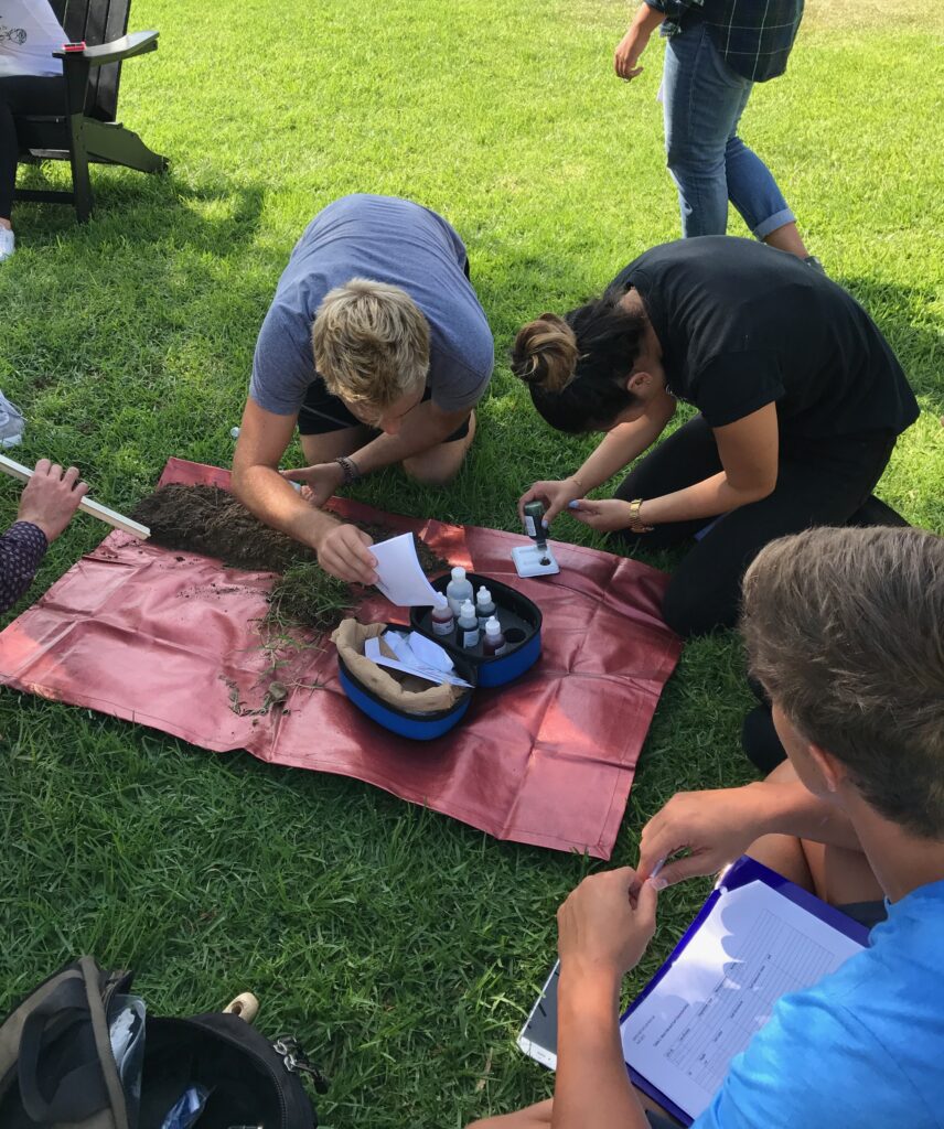 Cinzia Fissore’s students sampling soil samples at Whittier College