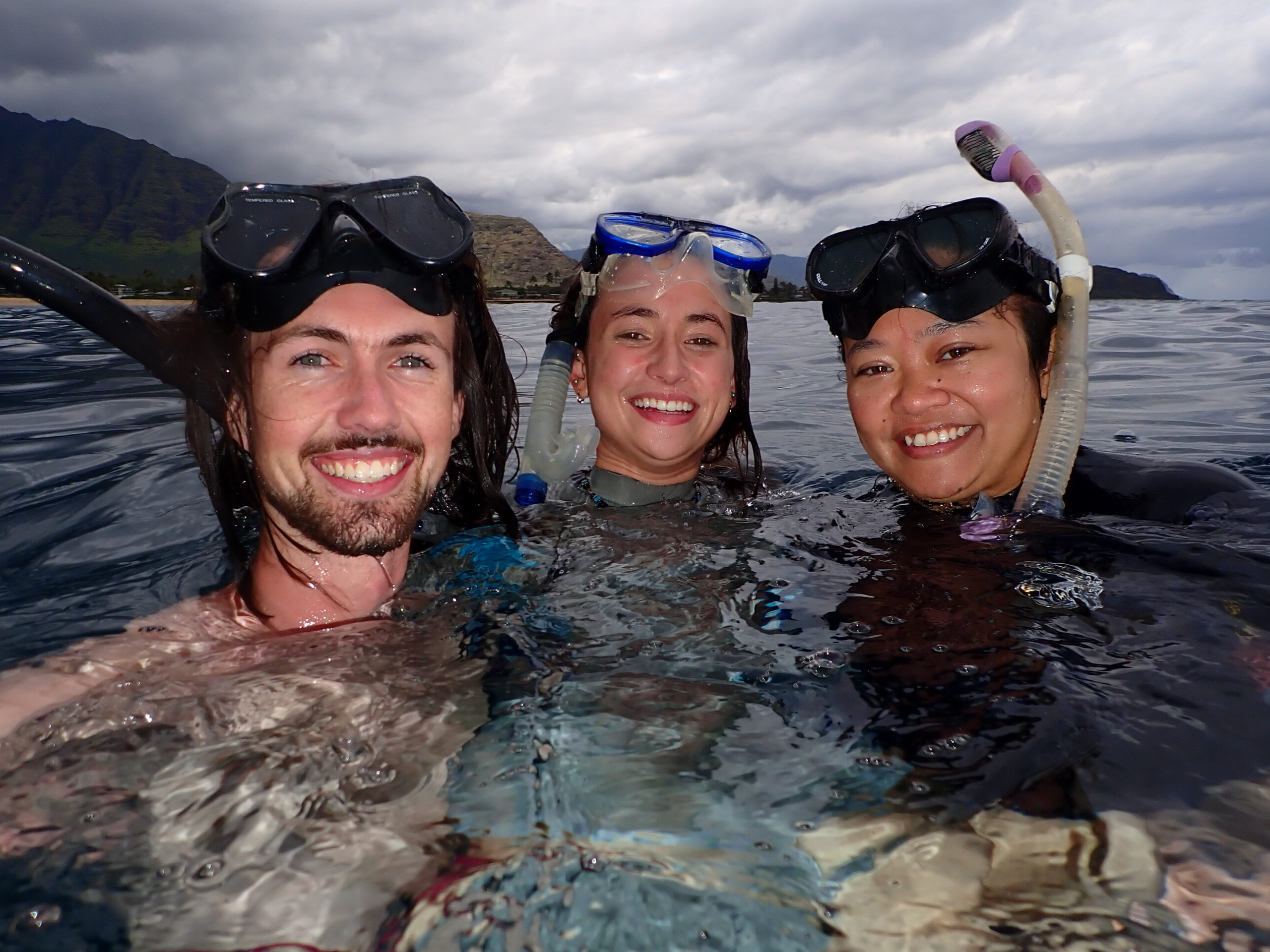 Lucian Himes, Mharie Brigham, and Flo La Valle on a free diving adventure in Hawai'i.